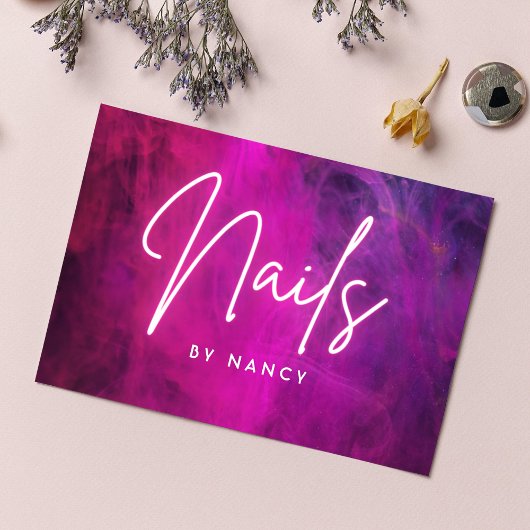 Roze Neon Nail Artist Nail Tech Visitekaartje