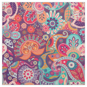 Roze neon Paisley-patroon Stof
