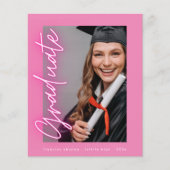 Roze Neon Photo High School Cheap Afstuderen Kaart (Voorkant)