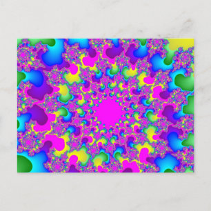Roze neon regenboogoog briefkaart