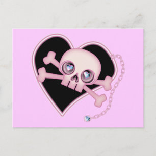 Roze Neon Skull Briefkaart