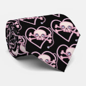 Roze Neon Skull Stropdas (Opgerold)
