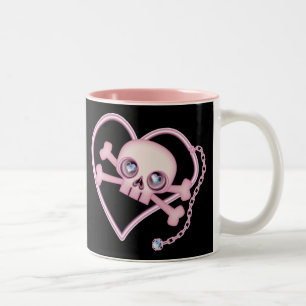 Roze Neon Skull Tweekleurige Koffiemok