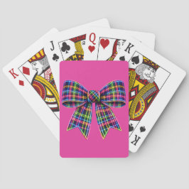 Roze Neon Strik Das Schotse Ribbon Cute Pokerkaarten