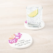 Roze Neon Sunflower Afstuderen Zandsteen Onderzetter (Zijkant)