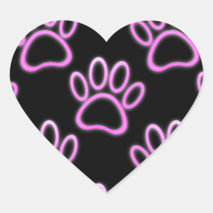 Roze neondog afdrukken hart sticker