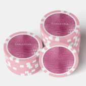Roze Nep Alligator Dierenprint Poker Chips (Opstapeling)