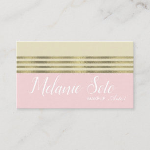 Roze nep gouden lijnen colorblock blush salonmake- visitekaartje
