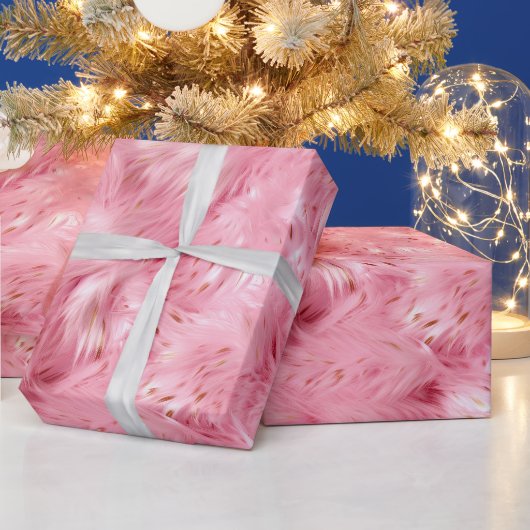 Roze nepbont cadeaupapier (Feestdagen)