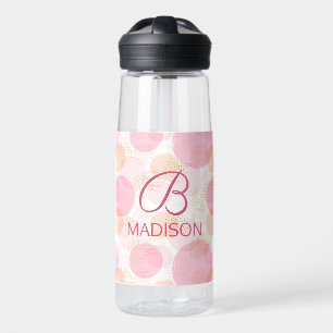 Roze nepgoud glinsterende monogramnaam waterfles