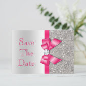 Roze Neppe Boog & Diamanten Bewaar de Datum Save The Date (Staand voorkant)