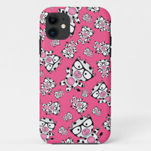 Roze nerd koe patroon iPhone 11 hoesje