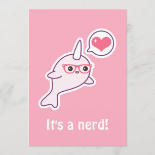 Roze nerd Narwhal Baby Shower Invitaties Kaart