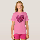 roze neushoorn houdt van hartmeisjes in het shirt (Voorkant volledig)