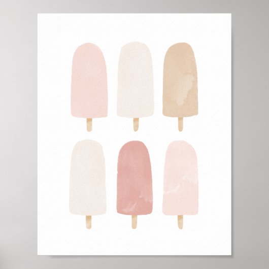 Roze Neutrale Waterverf Popsicle Girls Room Poster (Voorkant)
