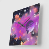 Roze Nevels Vierkante Klok (Hoek)