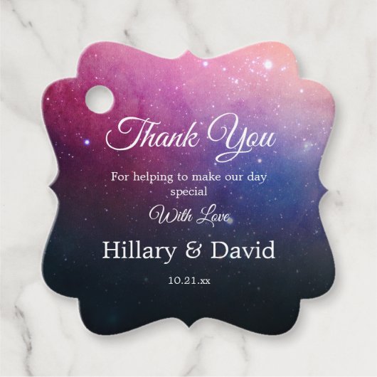 Roze nevelwolken bedankjes labels (Voorkant)