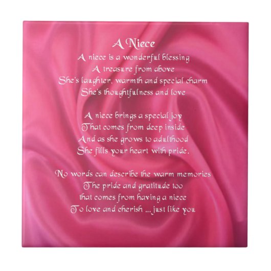 Roze - Niece Poem Tegeltje (Voorkant)