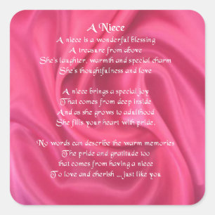 Roze - Niece Poem Vierkante Sticker