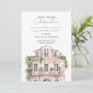 Roze nieuw huis viering Housewarming Kaart