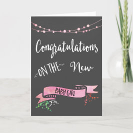roze nieuwe baby meisje gefeliciteerd kaart