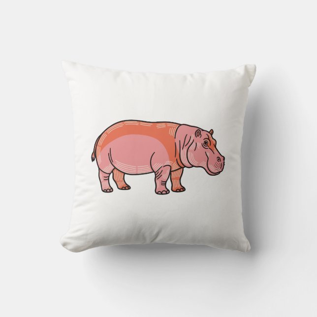 Roze Nijlpaard  Kussen (Voorkant)