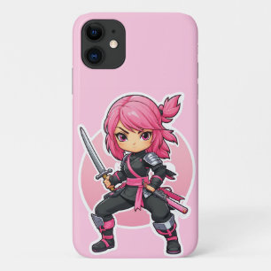 roze ninja meisje iPhone 11 hoesje