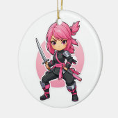 roze ninja meisje keramisch ornament (Links)