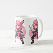 roze ninja meisje koffiemok (Voorkant rechts)