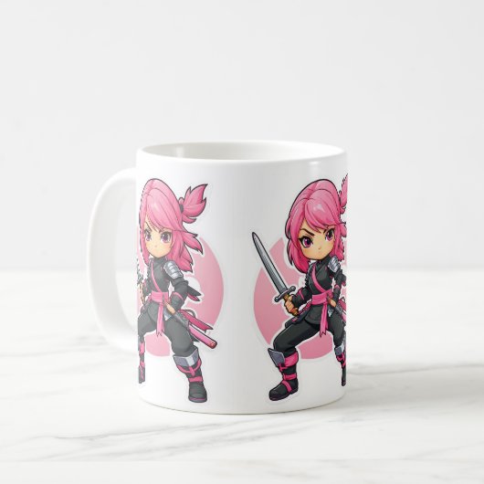 roze ninja meisje koffiemok (Voorkant links)