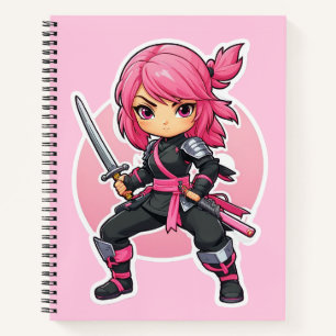 roze ninja meisje notitieboek