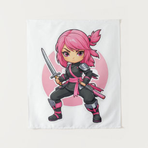 roze ninja meisje wandkleed