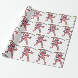 Roze Ninja Pattern Cadeaupapier