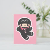 Roze Ninja verjaardagsfeestje uitnodigingen (Staand voorkant)