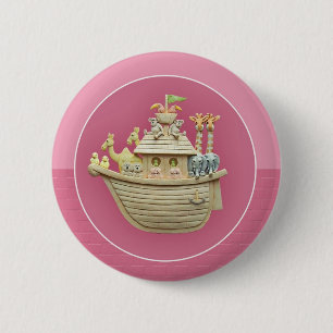 Roze Noah's Ark Ronde Button 5,7 Cm
