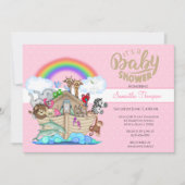Roze Noah's uitnodiging voor het Baby shower van A (Voorkant)