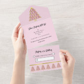 Roze Noel All in One Christmas Event Uitnodiging (Afscheurbaar)