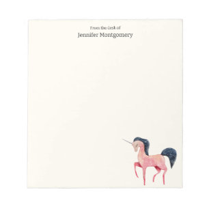 Roze Noordse Eenhoorn met Zwarte Mane Notitieblok