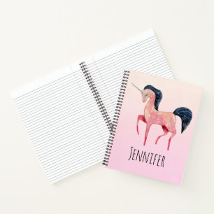 Roze Noordse Eenhoorn met Zwarte Mane Notitieboek