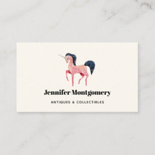 Roze Noordse Eenhoorn met Zwarte Mane Visitekaartje