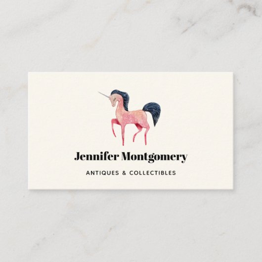 Roze Noordse Eenhoorn met Zwarte Mane Visitekaartje (Voorkant)