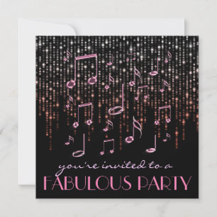 roze noten muziekfeest kaart
