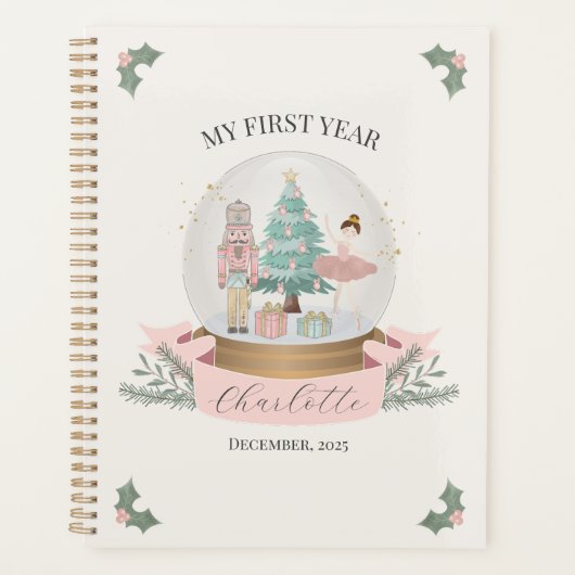 Roze Notenkraker Baby shower Eerste Jaar Milestone Planner (Voorkant)