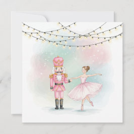 Roze Notenkraker & Ballerina Kerstkaart  Kaart