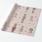 Roze Notenkraker Ballerina Kerstmis Cadeaupapier (Uitgerold)