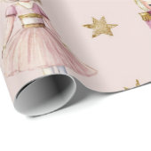 Roze Notenkraker Ballerina Kerstmis Cadeaupapier (Rol Hoek)