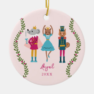 Roze Notenkraker Ballet Dierenmeisjes Keramisch Ornament