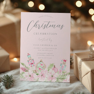 Roze Notenkraker Bloem Kerstfeest Kaart