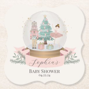 roze notenkraker kerst baby shower kartonnen onderzetters