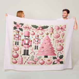 Roze Notenkraker Kerstboom Fleece Deken